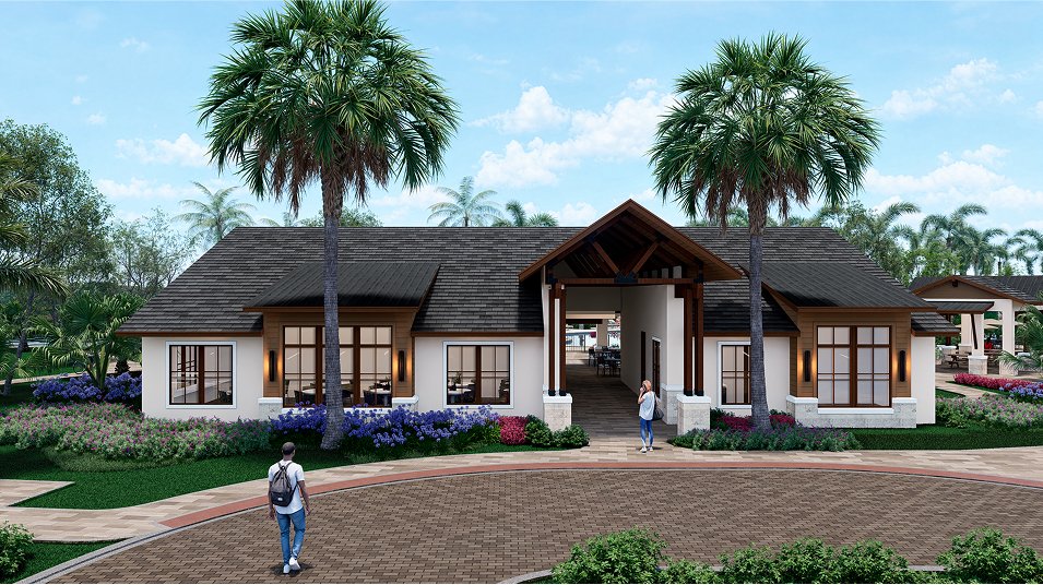 Developer rendering of the planned Turnleaf amenity centre and resort-style pool. This is a rendering, not a photograph: none of it was built or open as at 14 August 2026.