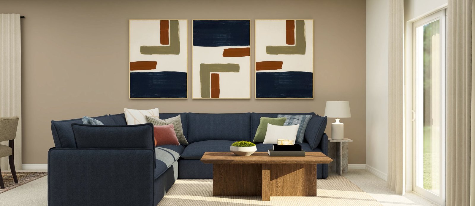 Lennar's own rendering of the family room in the Jefferson floor plan. A rendering supplied by the builder, not a photograph of a completed home at Turnleaf.