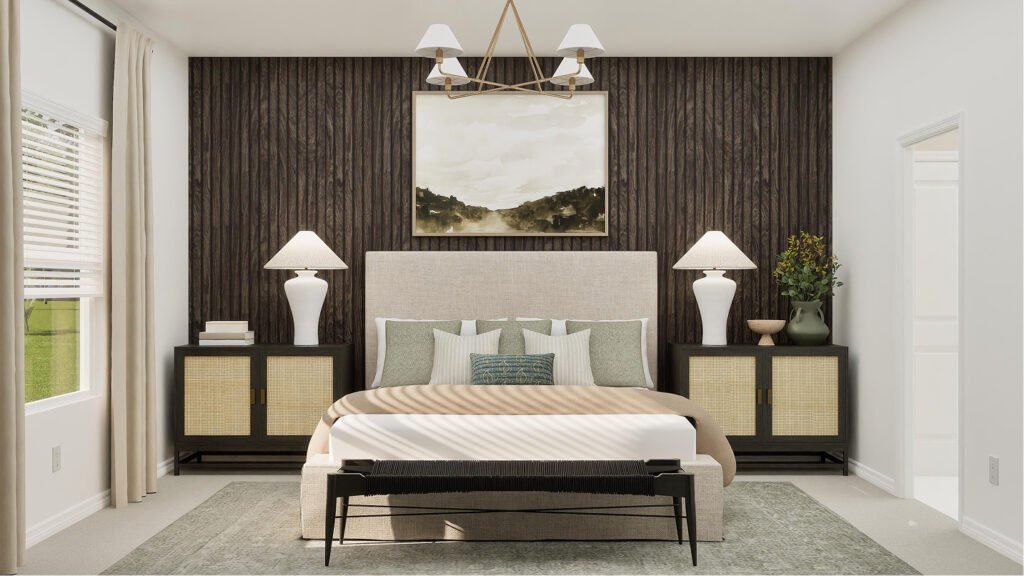 Lennar's own rendering of the owner's suite in the Goodall floor plan. A rendering supplied by the builder, not a photograph of a completed home at Turnleaf.