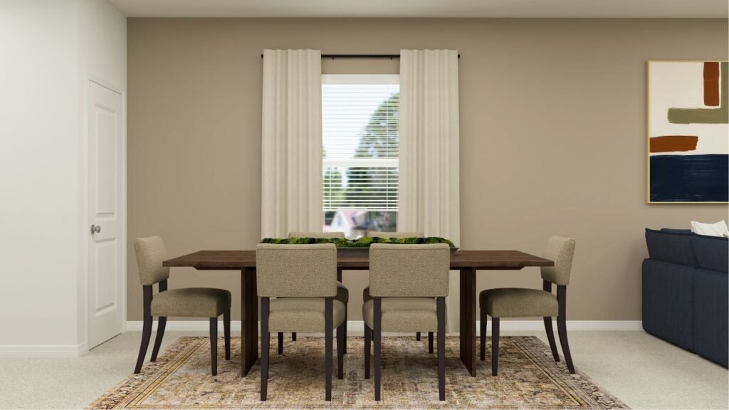 Lennar's own rendering of the dining area in the Jefferson floor plan. A rendering supplied by the builder, not a photograph of a completed home at Turnleaf.