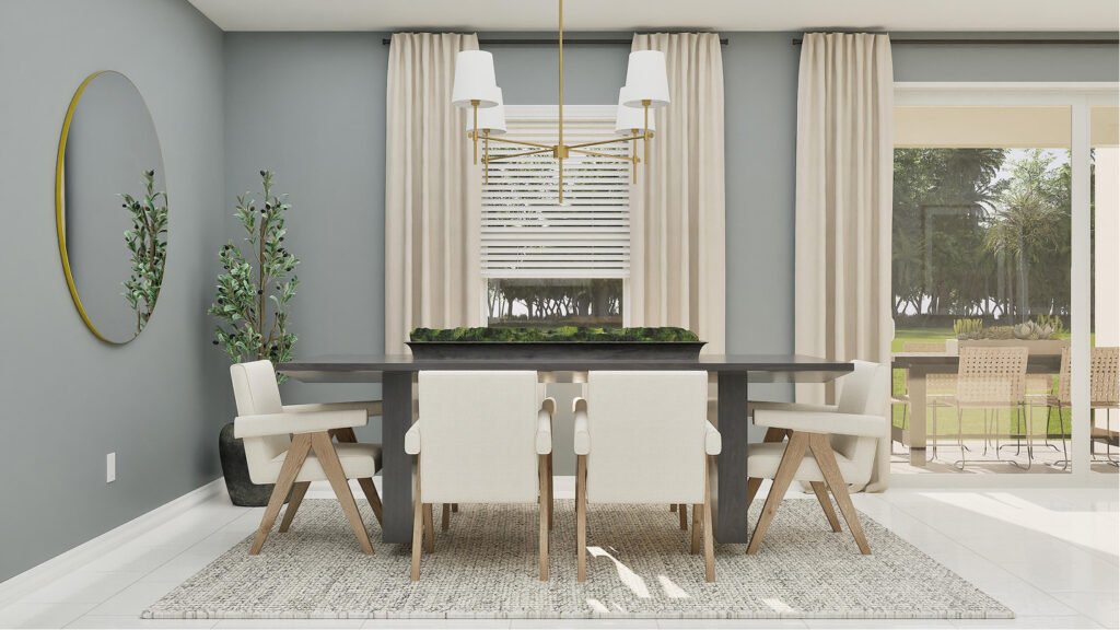 Lennar's own rendering of the dining area in the Segan floor plan. A rendering supplied by the builder, not a photograph of a completed home at Turnleaf.