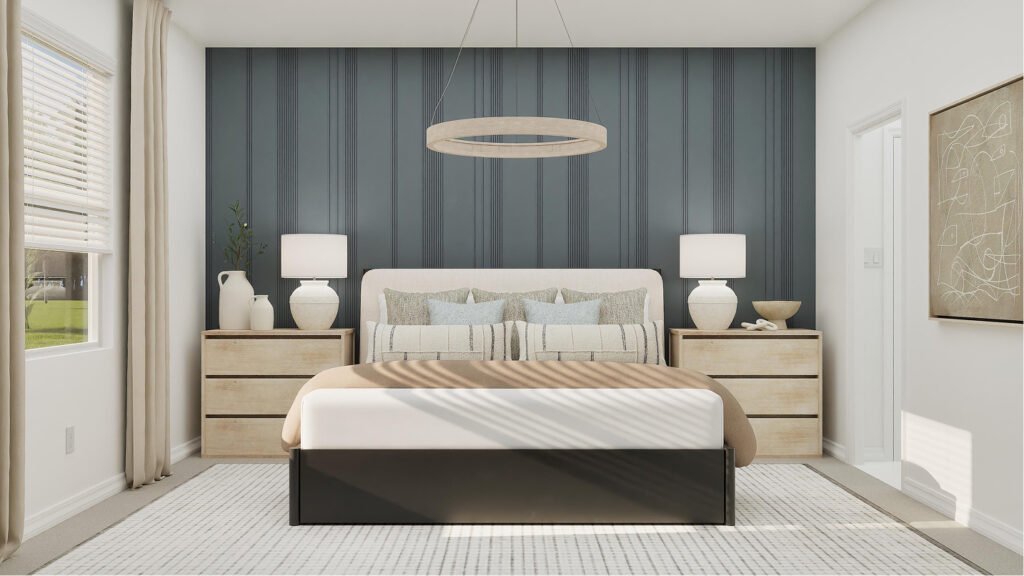 Lennar's own rendering of the owner's suite in the Segan floor plan. A rendering supplied by the builder, not a photograph of a completed home at Turnleaf.