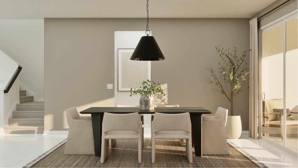 Lennar's own rendering of the dining area in the Teller floor plan. A rendering supplied by the builder, not a photograph of a completed home at Turnleaf.