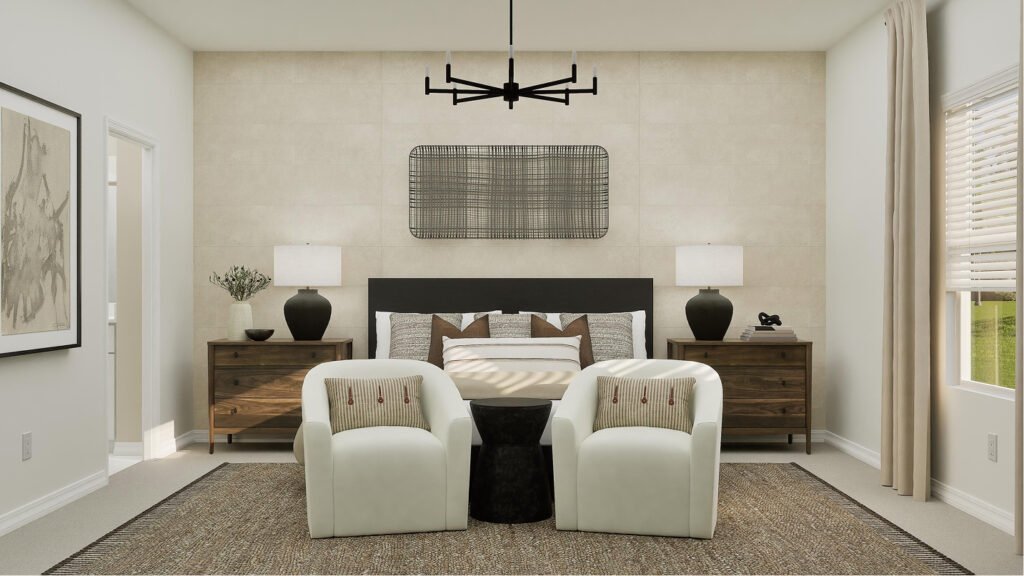 Lennar's own rendering of the owner's suite in the Teller floor plan. A rendering supplied by the builder, not a photograph of a completed home at Turnleaf.
